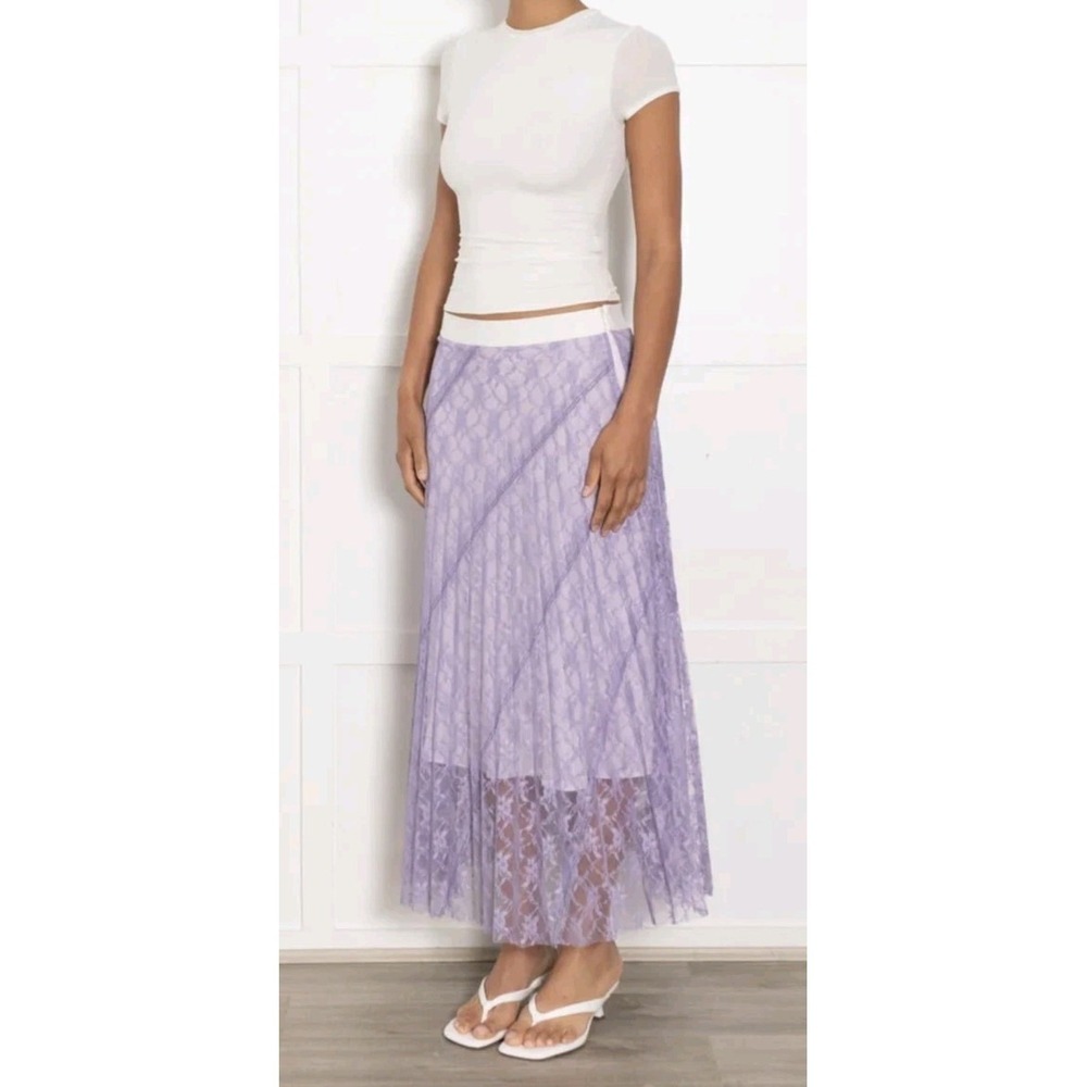 Sandro Paris Women 1 Purple Lace A-line Whimsy Midi Skirt Fairy Cottage Garden